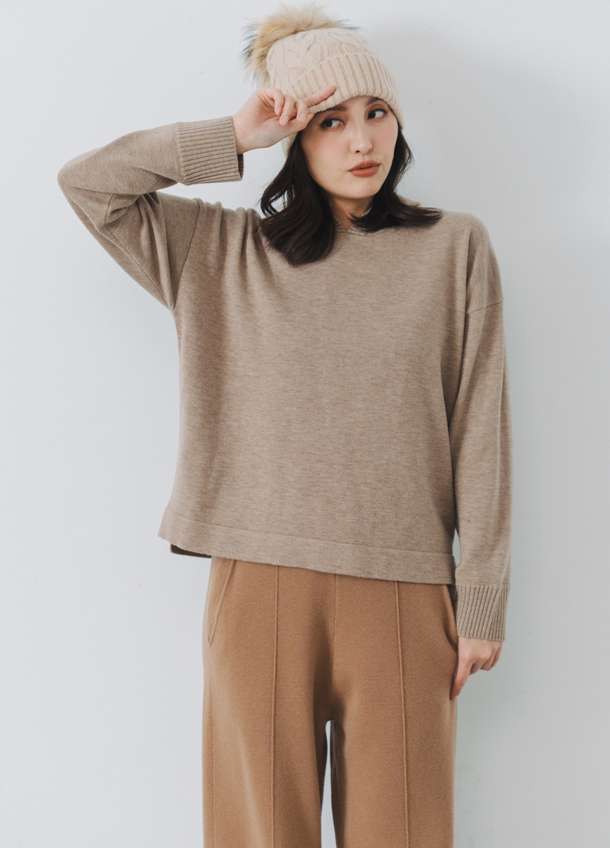 毛球麻花針織毛帽